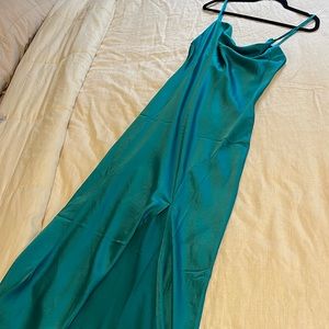 Aqua/Teal Midi Slit Dress